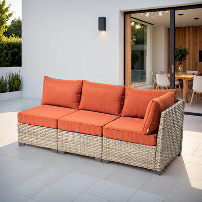Ensemble modulaire d'extérieur en osier avec coussins Wahkon