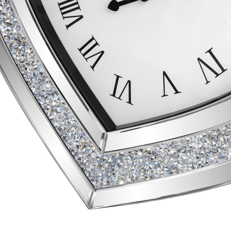Bashira Glass Mirrored Wall Clock Heart Diamond Accent Clock