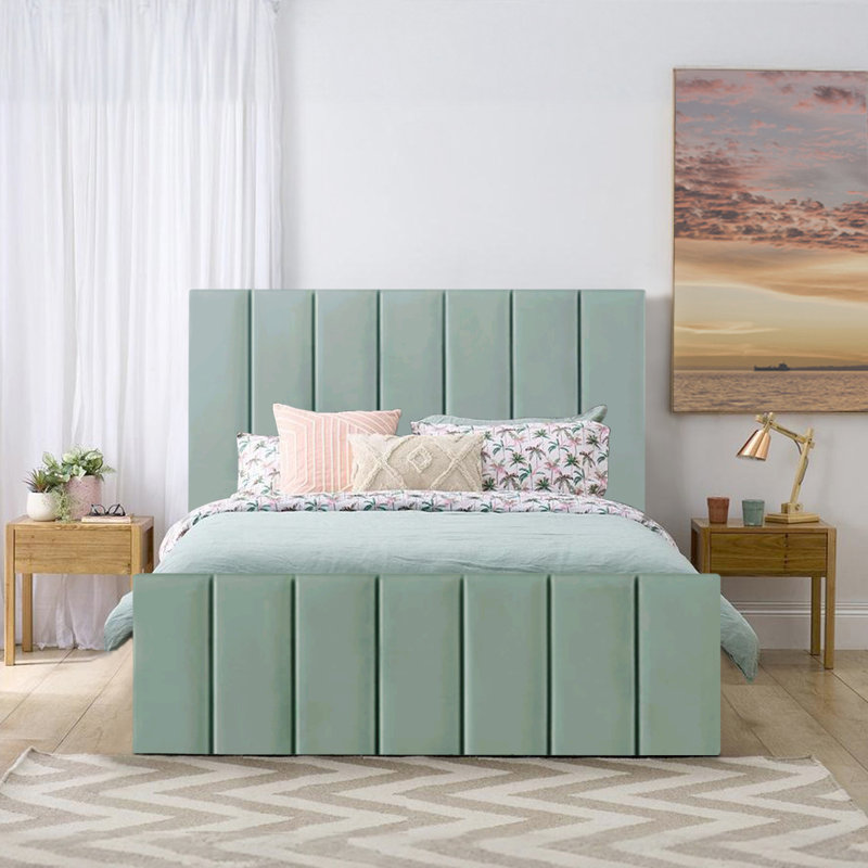 Judsonia Upholstered Ottoman Storage Bed, UK Double - DE 135 x 190 cm, Duck Egg