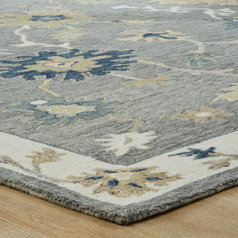 Sundara Botanique Misty Meadow Wool Hand-Tufted Area Rug, Rectangle 3'6" x 5'6"