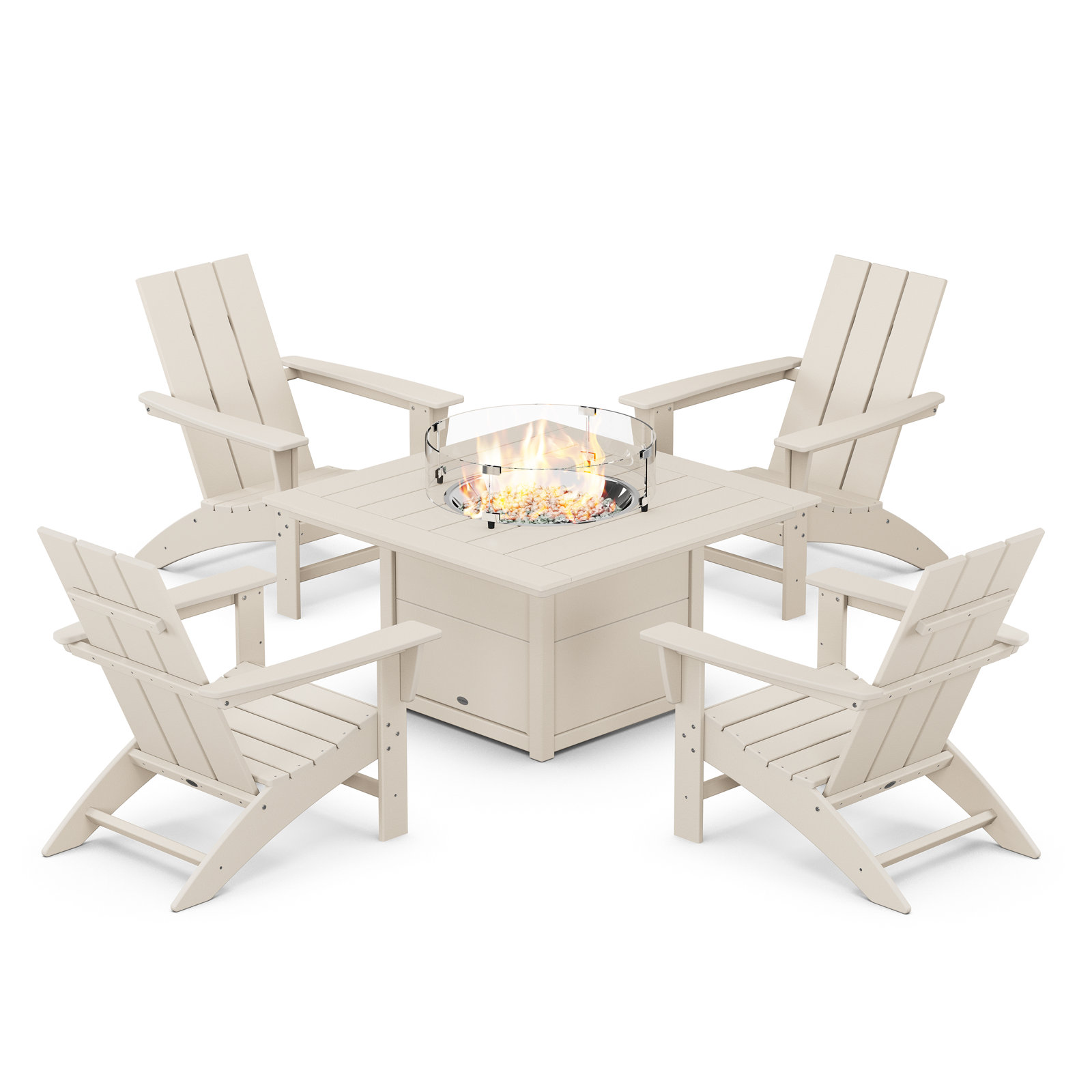 POLYWOOD® Modern Adirondack 4-Person Patio Seating Group, Sand