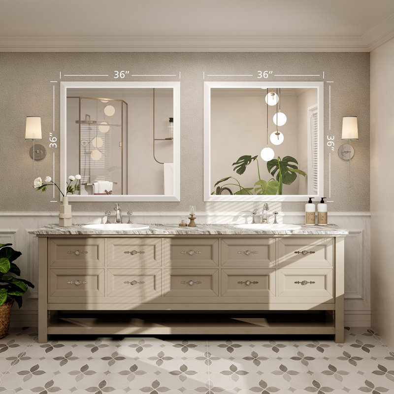 Miroir de meuble-lavabo mural Molly, 36 po x 36 po, Blanc