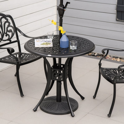 Renick Round Metal Outdoor Dining Table With Umbrella Hole , 78cm cm W 78cm cm D