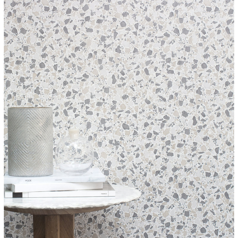 Asya Terrazzo 10.06m x 52.07cm Semi-Gloss Paste the Wall Wallpaper Roll, Ivory