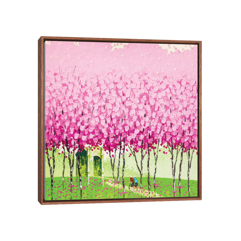 Happiness by Phan Thu Trang - Painting on Canvas, 66.04 cm H x 66.04 cm W, Classic Brown Wood Framed