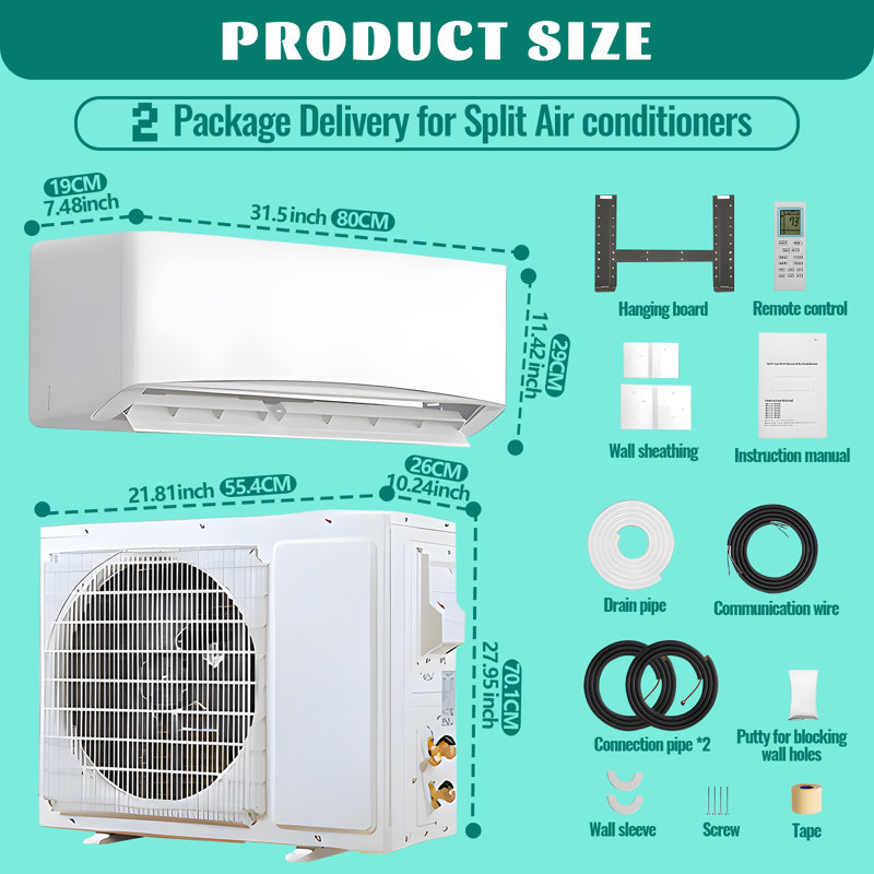 WANAI 12000BTU Mini Split Air Conditioner, 17 SEER2 115V Inverter System, Covers Up to 750 Sq. Ft, Complete Installation Kit Included