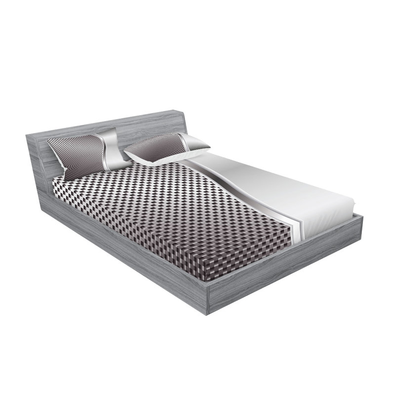 Drap-housse et coussin décoratif à motif géométrique Ambesonne, gris, Ensemble de draps pour lit double + 5 pièces supp