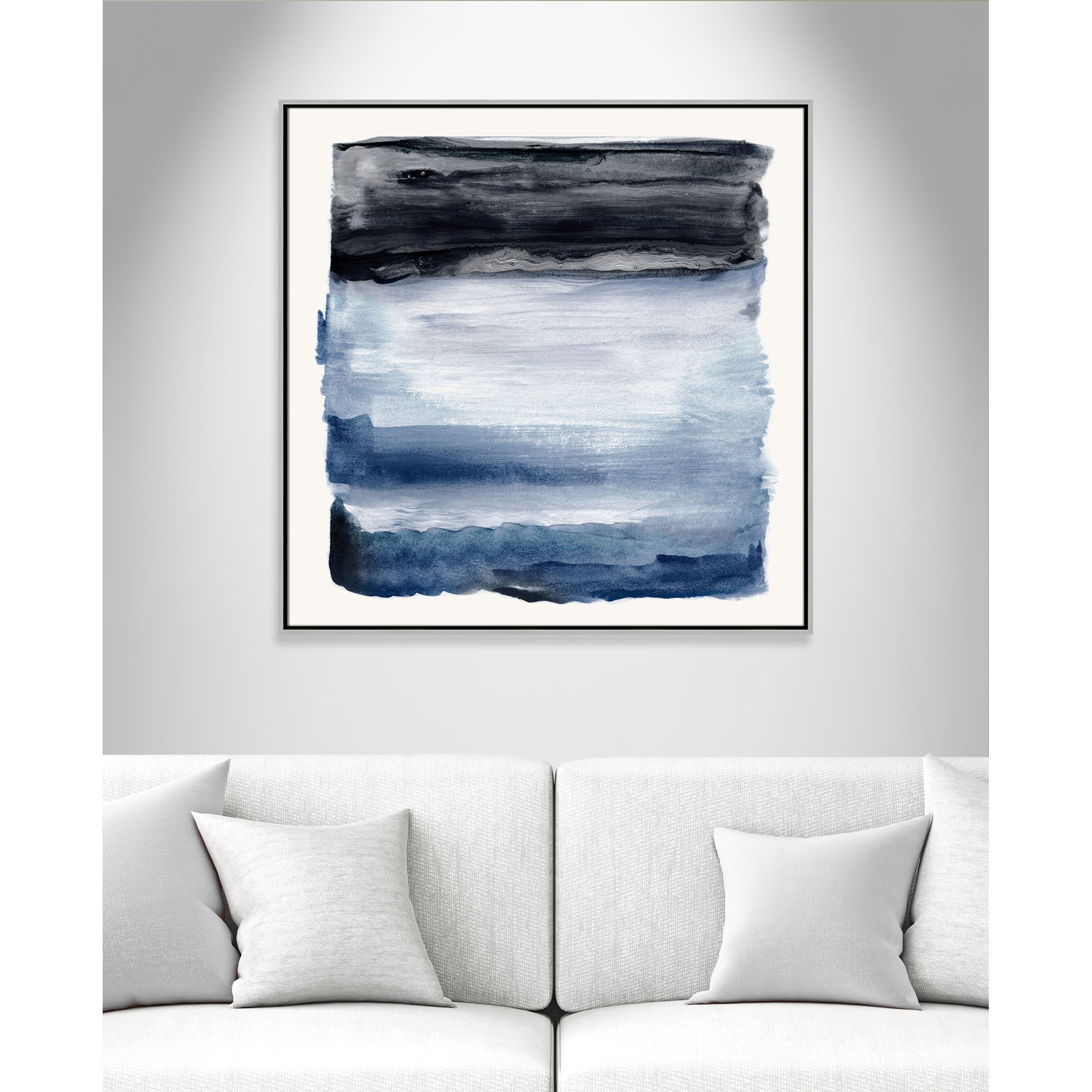 Navy Sky I Print by Nan, Silver, 37.5" H x 37.5" W