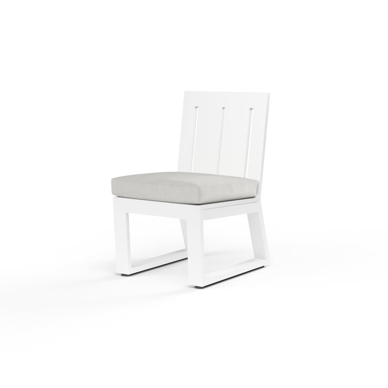 Newport Outdoor Dining Side Chair, Cast Silver Sunbrella®