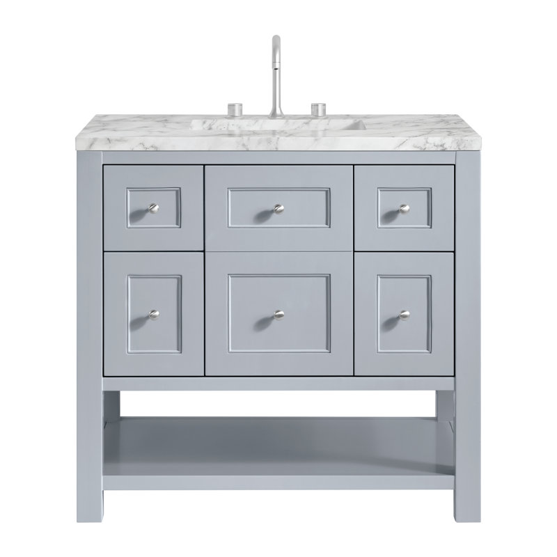 Breckenridge 36'' W Single Vanity, Carrara White, Light Natural Oak, 8" Widespread