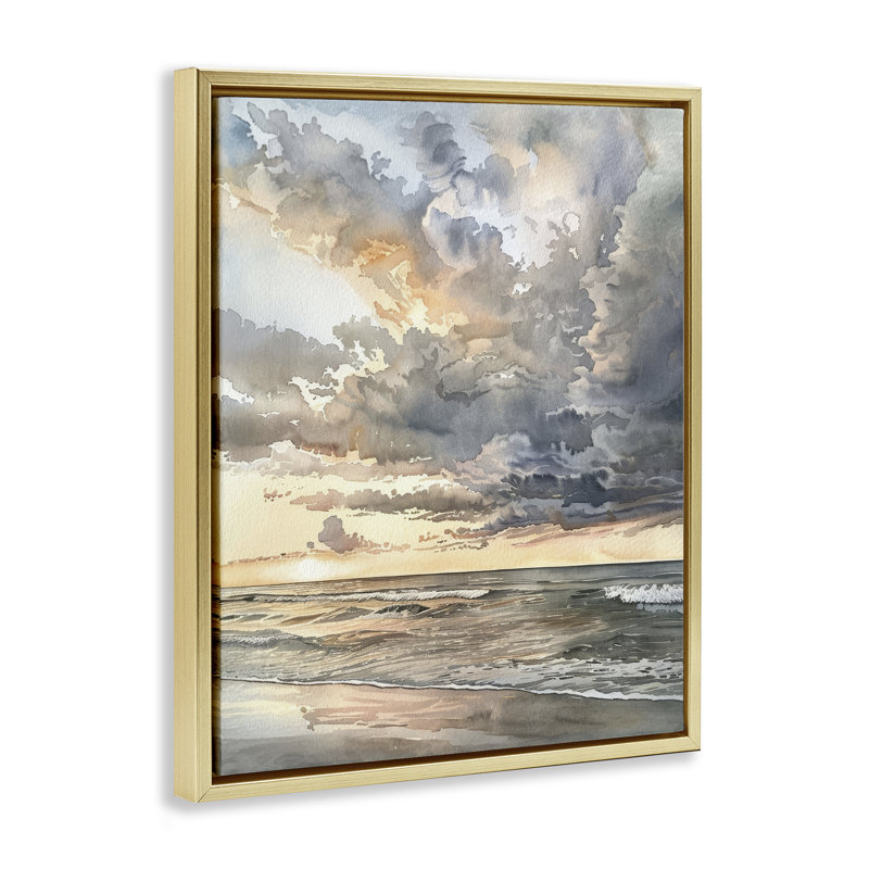  «Moody Sea Cloudy View Floater», art mural sur toile par Petal Prints Design, H 31 po x l 25 po