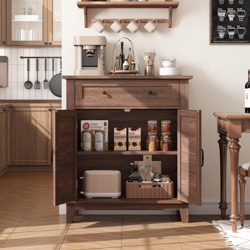 Sideboard Buffet Cabinet in Brown - Coffee Bar Storage Cabinet with Adjustable Shelves and Doors for Living Room, Kitchen or Dining Room