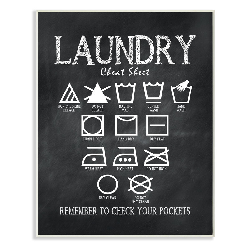 « Laundry Cheat Sheet », art textuel, 10 po x 15 po, Plaque murale