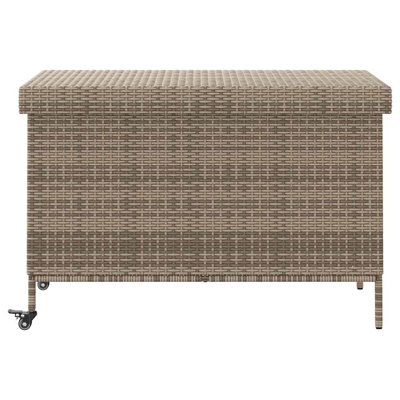 Garden Storage Box With Wheels 110X55x73 Cm Poly Rattan