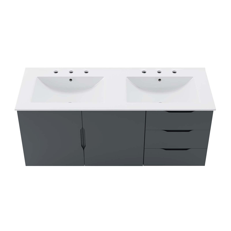  Vitality 48" Double Sink Bathroom Vanity, White, Gray