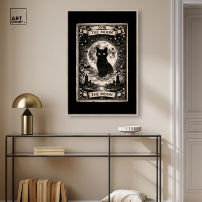 «Spooky Moon Tarot», impression sur toile encadrée par Art Remedy, cadre en chêne naturel, 24 x 36