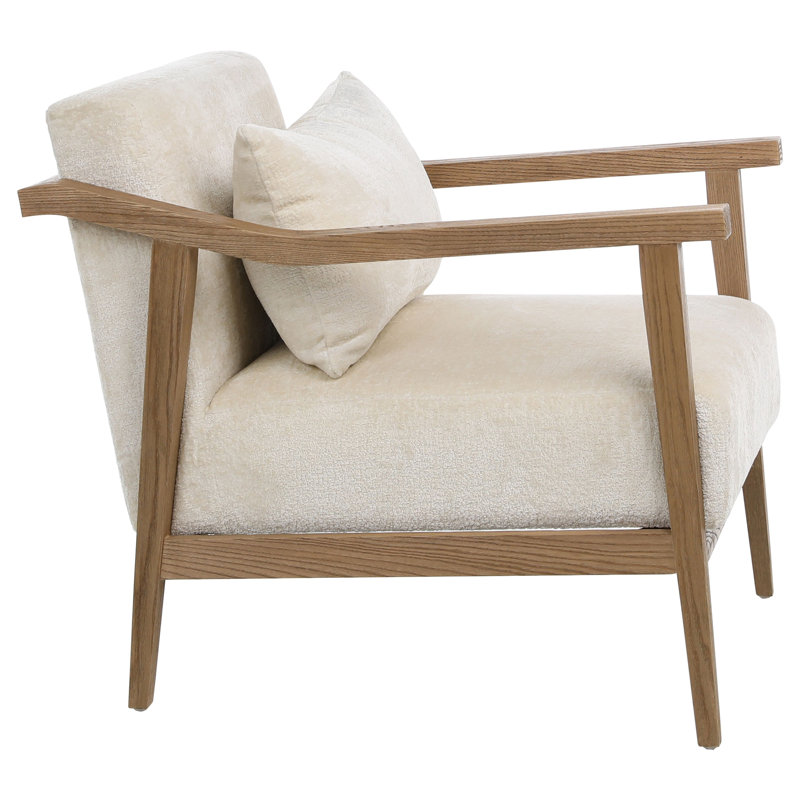 Branson Polyester Velvet Upholstered Occasional Chair, Beige Velvet