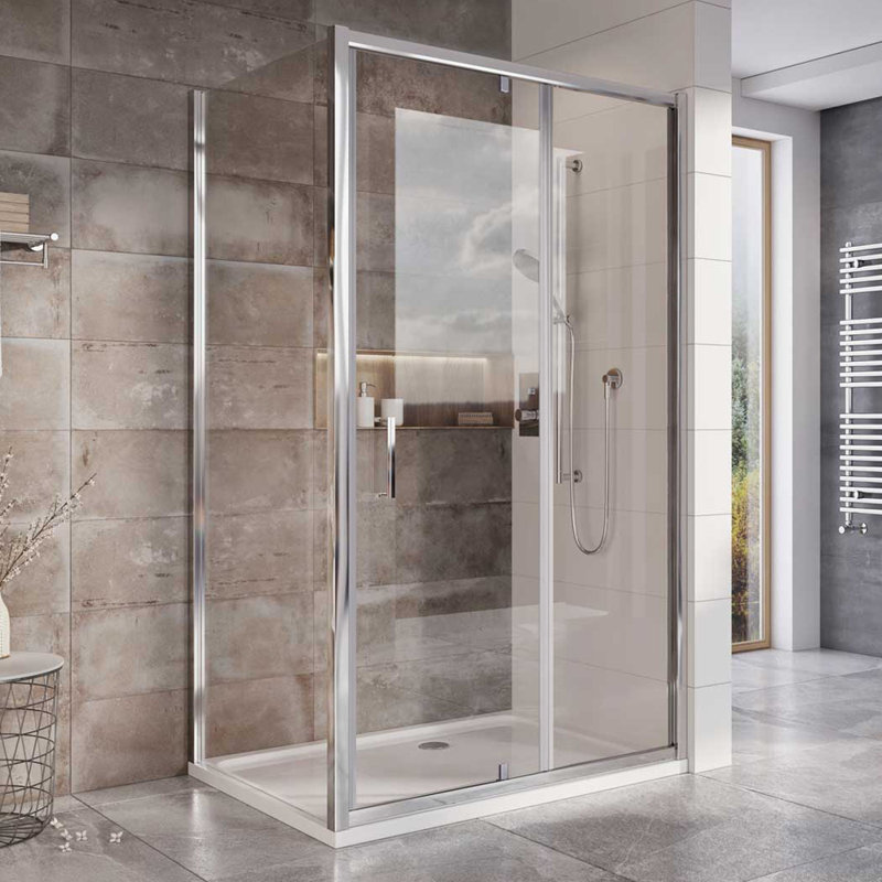 Feora 1950mm H Semi-Frameless Fixed Glass Panel with Glass, 900mm W