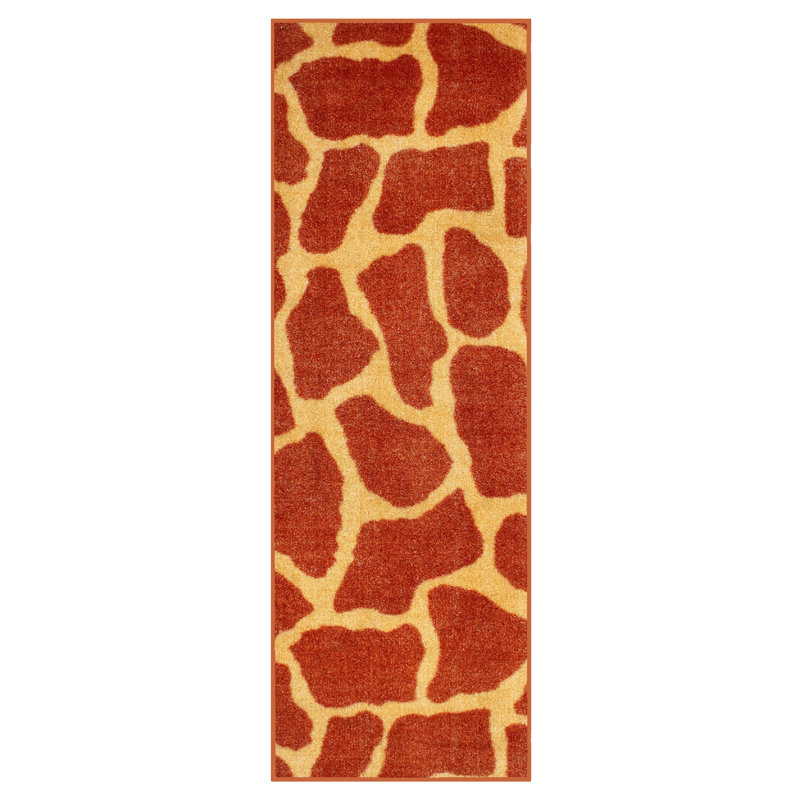 Tapis orange à imprimé animal, Tapis de couloir 5 pi x 20 pi