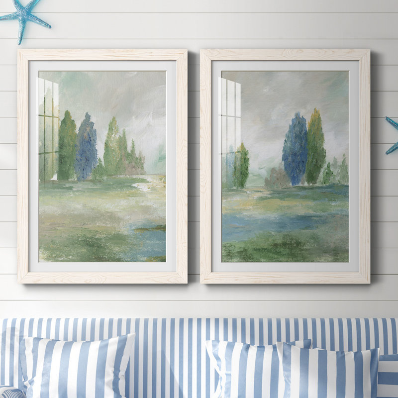 Jeweled Valley I - Ensemble de 2 reproductions d'art, H 44 po x l 31 po x P 1 po, Impression encadrée avec passe-partout