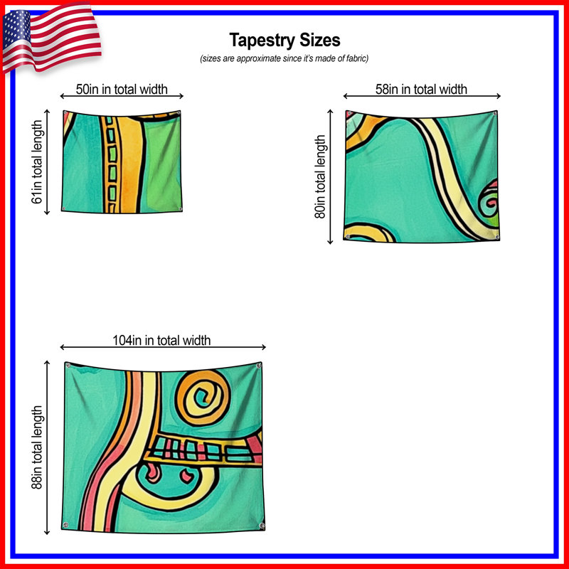 Tapisserie murale abstraite - art mural, H 68 po x l 80 po avec 4 œillets