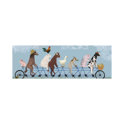 Tandem Farm Animals by Fab Funky - Wrapped Canvas Panoramic Gallery-Wrapped Canvas Giclée