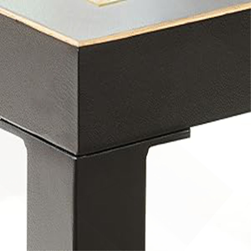 Table basse industrielle carrée - structure en acier noir mat 27,6 po et plateau en verre doré