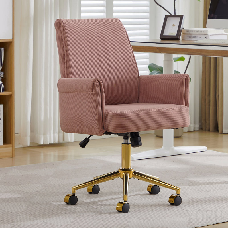 Mid-Back Liftable Office Chair, Striped Fabric, And Ergonomically Designed, Is An Excellent Choice For Working, Studying Or Relaxing. The Mid-Back Design Provides A Better Sitting Experience. Pink