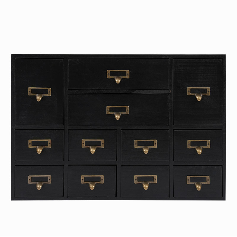 Wood Stackable Desk Organizer with 12 Drawers, Black