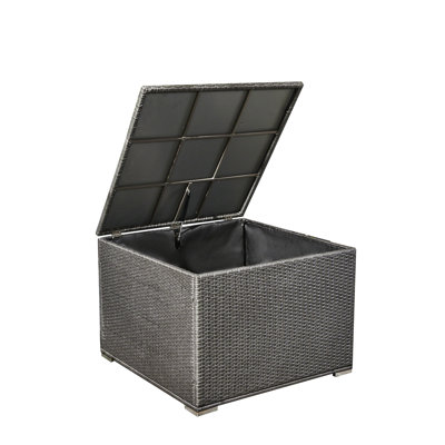 Outdoor Storage Box In Grey And Solid Iron Frame, 32.74 In. D X W 24.93 H, Patio Addition With Tough Support, Depth Width Height, Plus