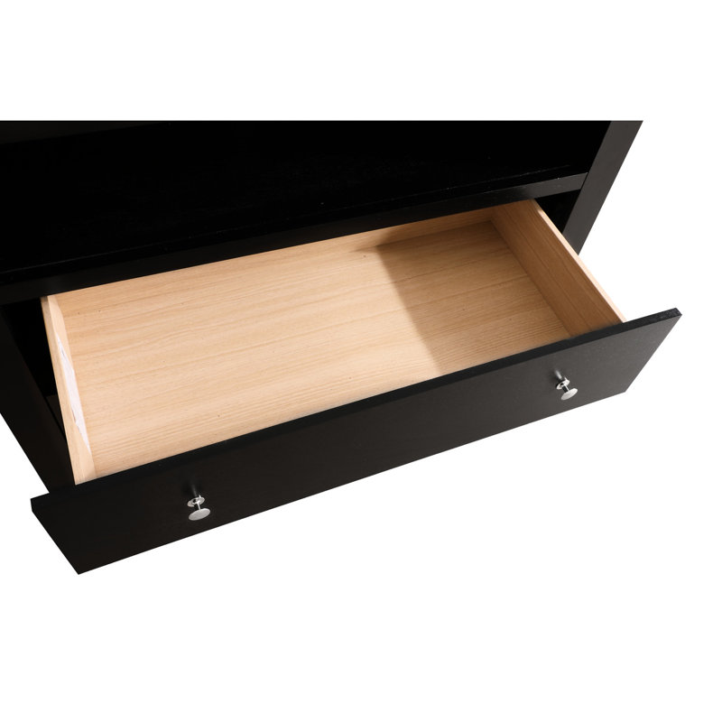 Coffre à média noir pour chambre G2450 - Panneau de particules avec supports intérieurs et latéraux en bois manufacturé