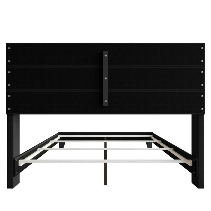Monterrey Upholstered Panel Bed, Black, Queen
