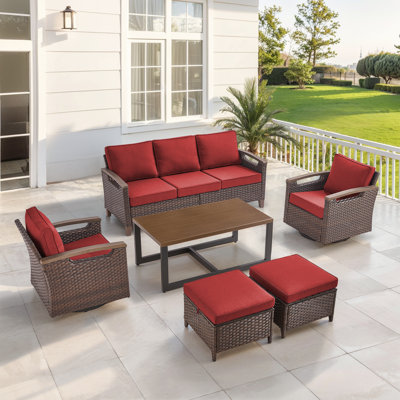Arundel 6-Pieces Outdoor Patio Wicker Furniture Conversation Set With Coffee Table