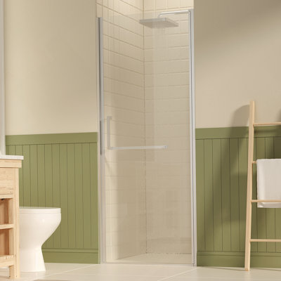 29-30" W ×72" H Frameless Pivot Shower Door, Pivot Swing Shower Glass Doors With 1/4"(6Mm) SGCC Clear Tempered Glass,Explosion-Proof Film, Reversible Installation, Brushed Nickel
