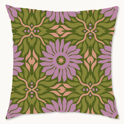 Floral Polyester Throw Pillow