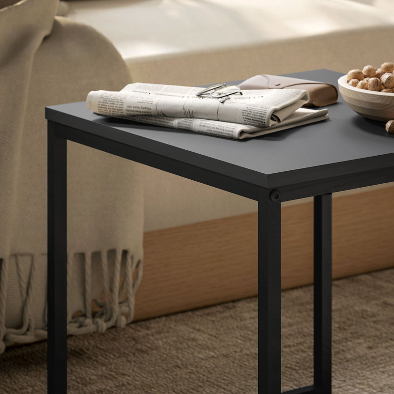 Altheda Nesting Coffee Table Set of 2 Modern Nest of Tables Square, Black