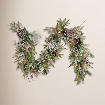 HGTV Cozy Winter Lighted Faux Pinecone Garland