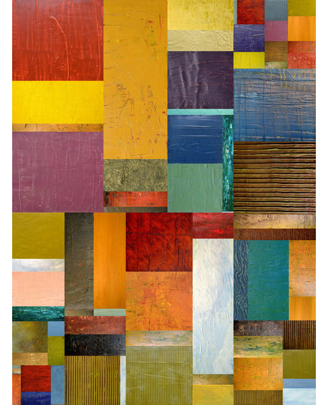 «Strips and P pièces Rectangular Abstract» par Michelle Calkins, impression sur toile tendue, H 16 po x l 12 po x P 1,5 po