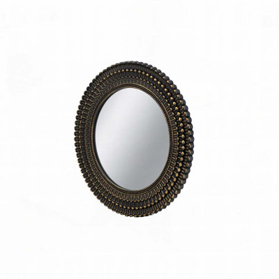 Wooden Accent Mirror With Woven Texture