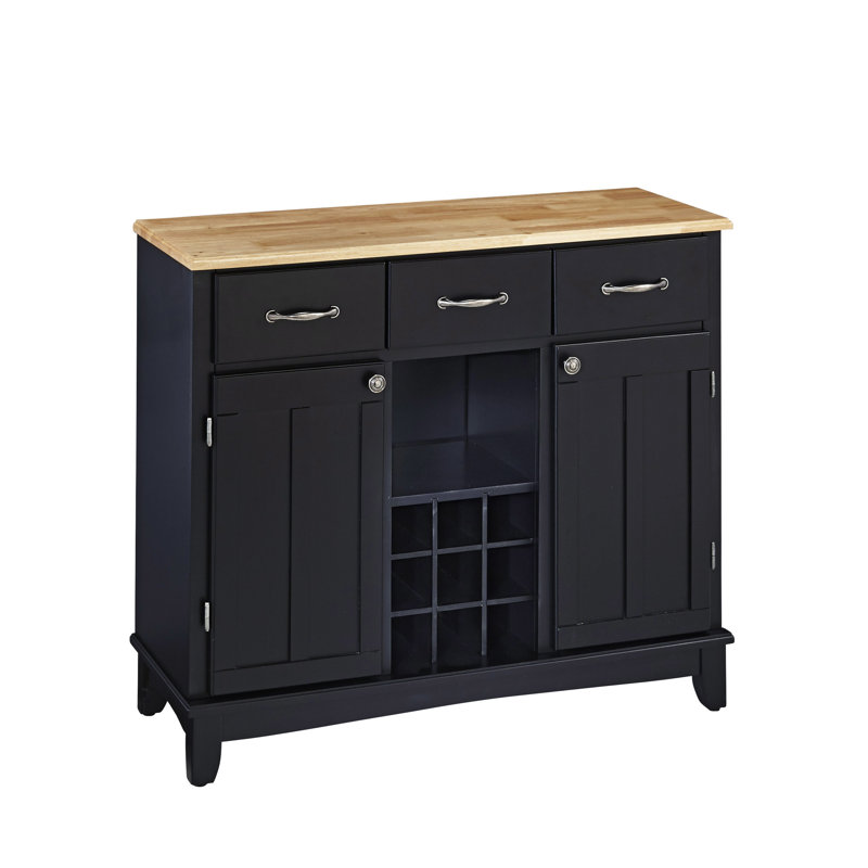 Presswood 41.75'' Solid Wood Sideboard, Black