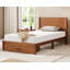 Lit plateforme simple en bois massif de style Mid-Century avec tiroirs de rangement sous le lit, brun-509280233-509280235