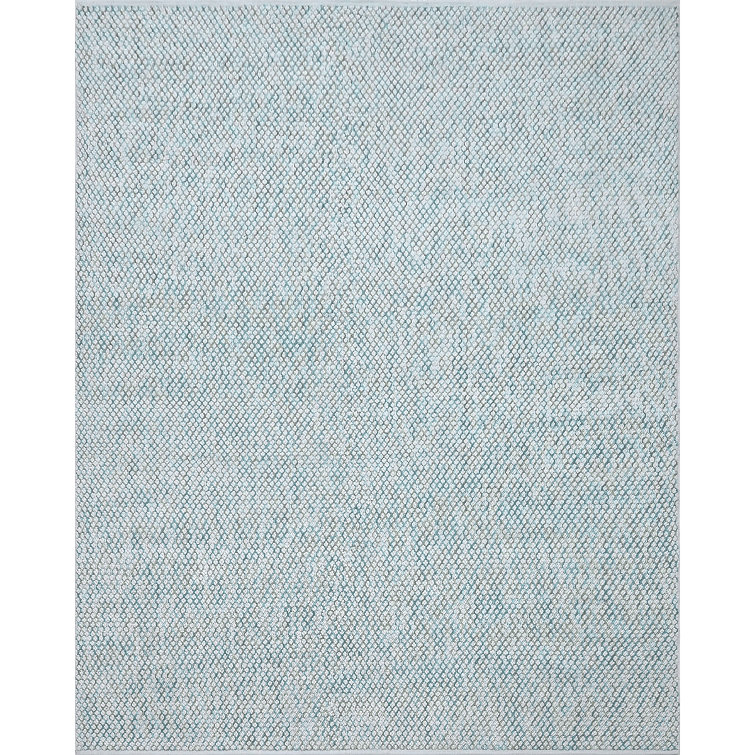 Global Recycled Standard Bubbles Hand-Woven Textural Loop Pile Recycled Rug Lagoon Blue