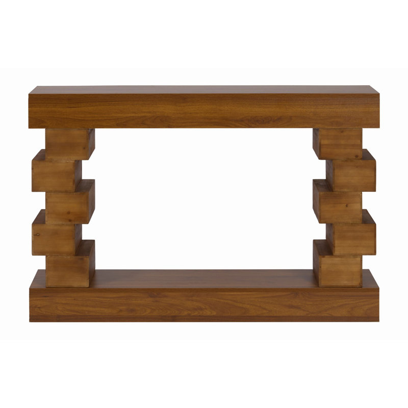 47.24" Wood Console Table With Block Stacked Design