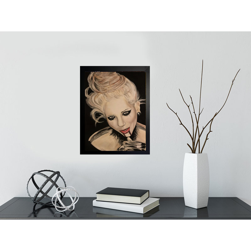 «Bloody Lips» par Ed Capeau - reproduction d'art, H 18,5 po x l 14,5 po x P 1 po, Papier encadré noir, Aucun mat