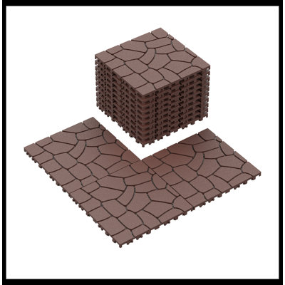 New Stone Texture 12" Patio Deck Tiles, DIY Module Interlocking Decking Tiles Floor Tile,Easy And Quick Installation Court Tiles For Porch Poolside Balcony Backyard 44Pcs, Brown