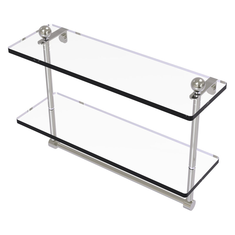 Tablette à 2 niveaux avec barre à serviettes Gober, 16 po, Nickel satiné