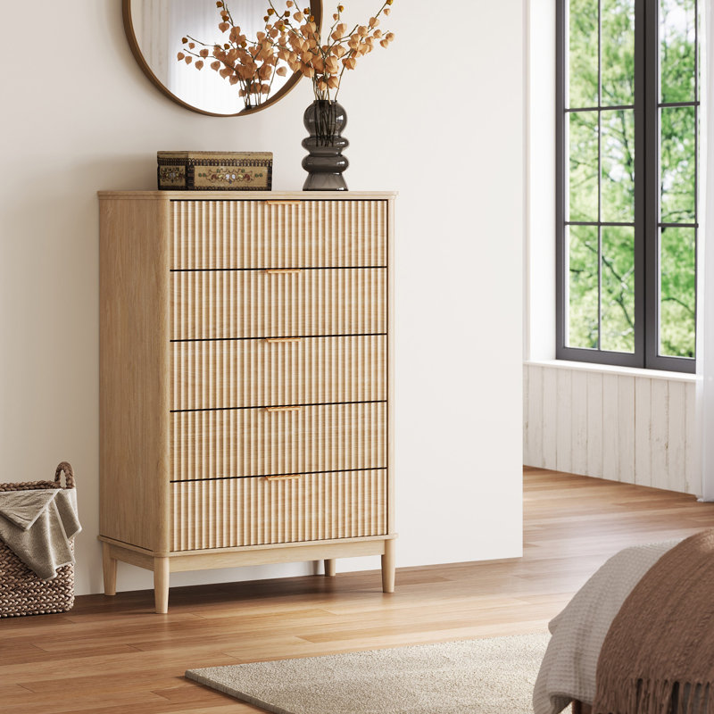 Commode 5 tiroirs Soren, 5 commode, Beige