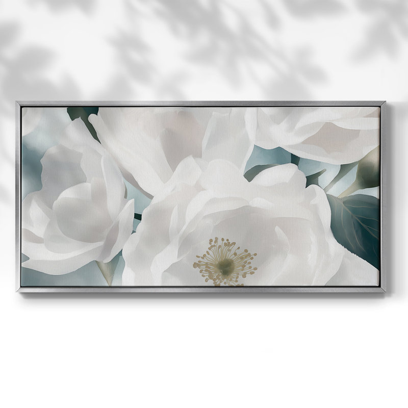 Botanical Series-CCDXL- Toile tendue avec châssis tendue, prête à être accrochée, Argent argent, H 21 po x l 41 po