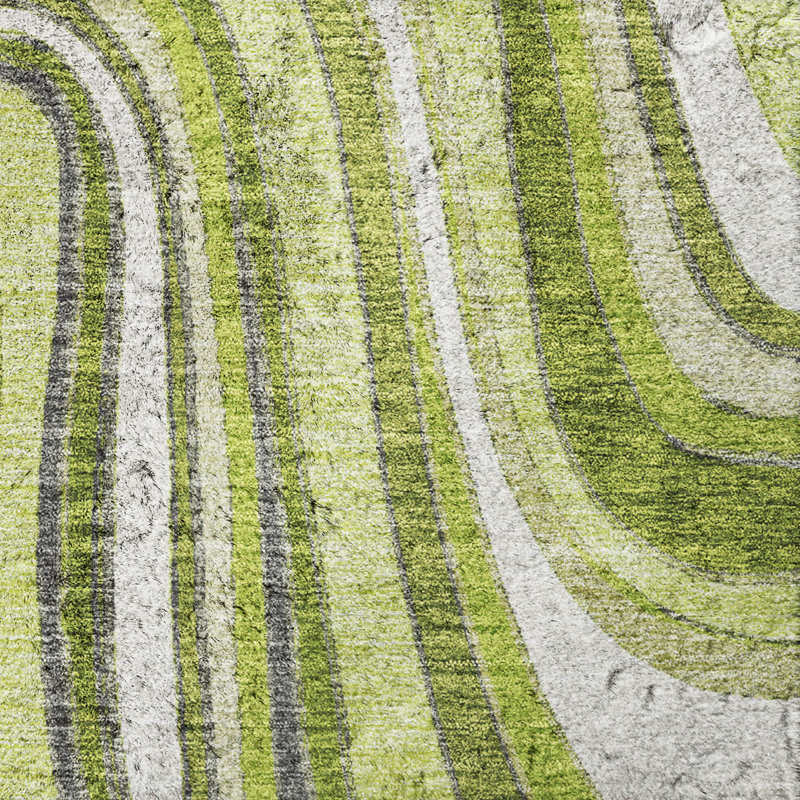Shag Washable Abstract Indoor Rug, Lime, 8' x 10'