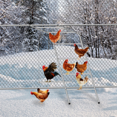 Échelle perchoir en métal de 139 cm de haut pour poules, support perchoir de 85 cm de large pour poulailler, rampe et barre de perchoir pour poules